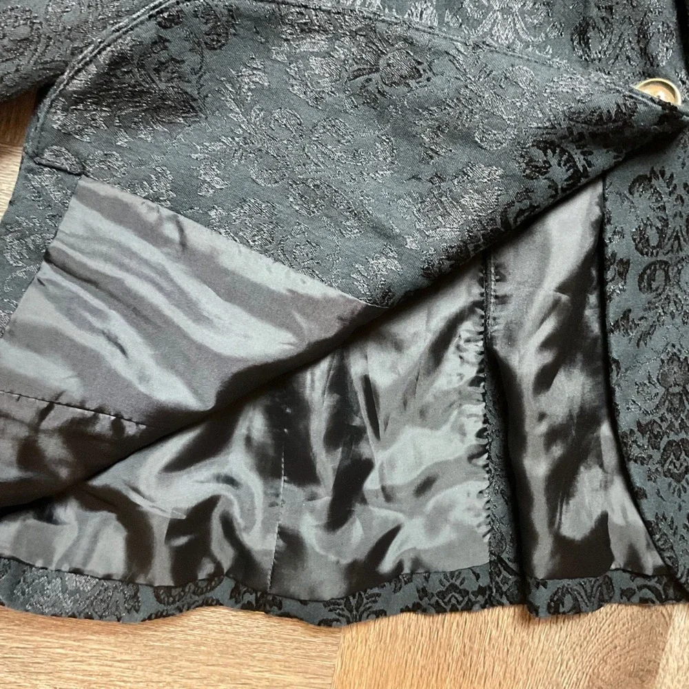 Dana Buchman‎ Damask Jacquard Blazer Jacket Womens 6 Black Elegant Brocade Paris